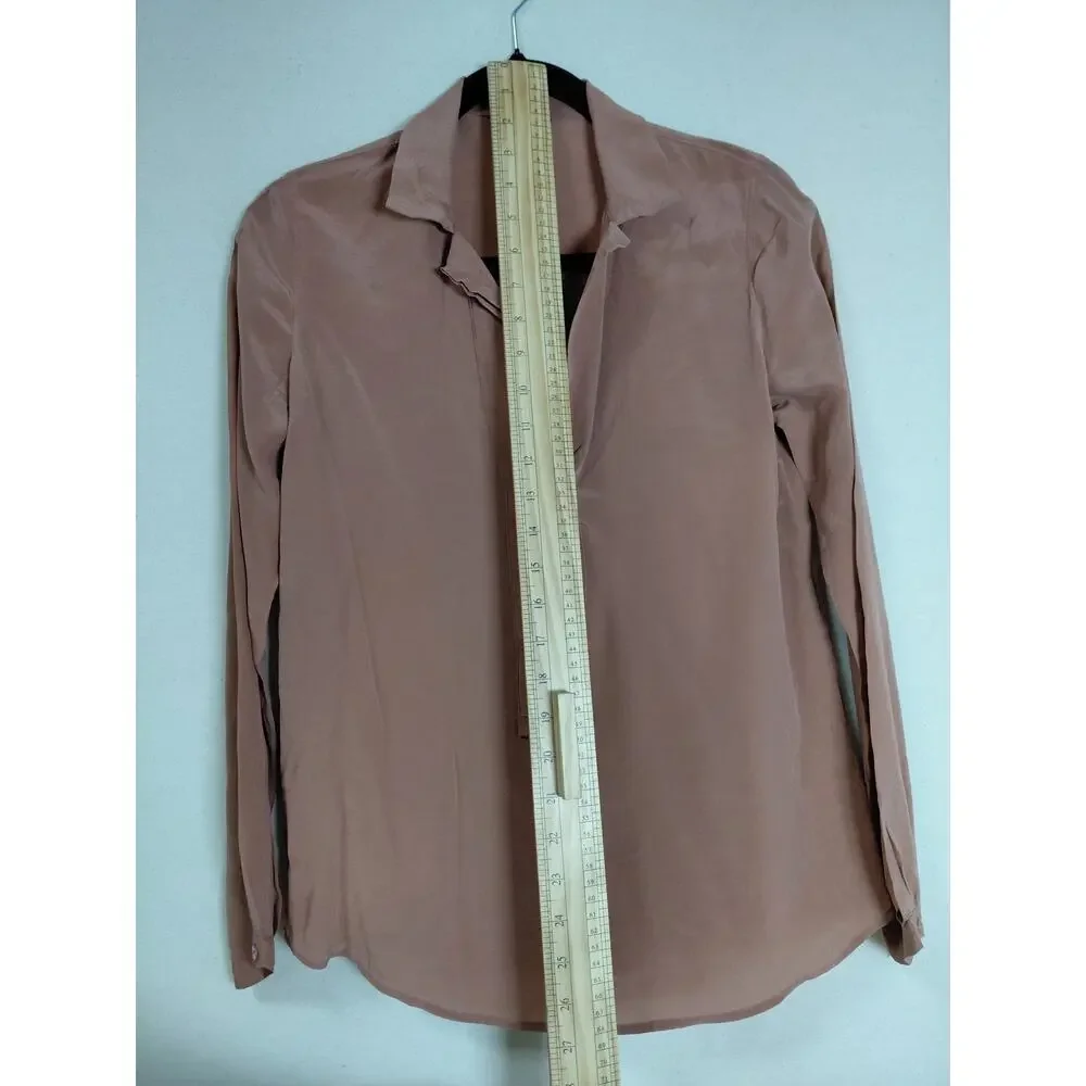 Massimo Dutti 100% Silk V-Neck Lightweight Breathable Blouse Women Size 4 - Picture 8 of 10